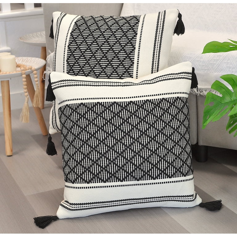 Black and white boho throw sale