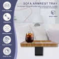thumbnail image 2 of Couch Arm Tray Wood Couch Arm Table 5.5-15cm Width Adjustable Sofa Armrest Table Tray for Eating and Drink (Acacia Wood), 2 of 10