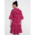 thumbnail image 4 of Scenario Women's and Women's Plus V Neck Mini Dress with Flutter Sleeves, Sizes XS-4X, 4 of 6