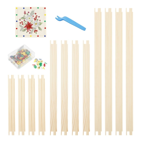 Threns 3 Sets Needlepoint Stretcher Bar Kit 3 Sizes Wood Canvas Splicing Stretcher Bar with 100 Tacks and Tacks Remover for Quilting Fabric Art Creation