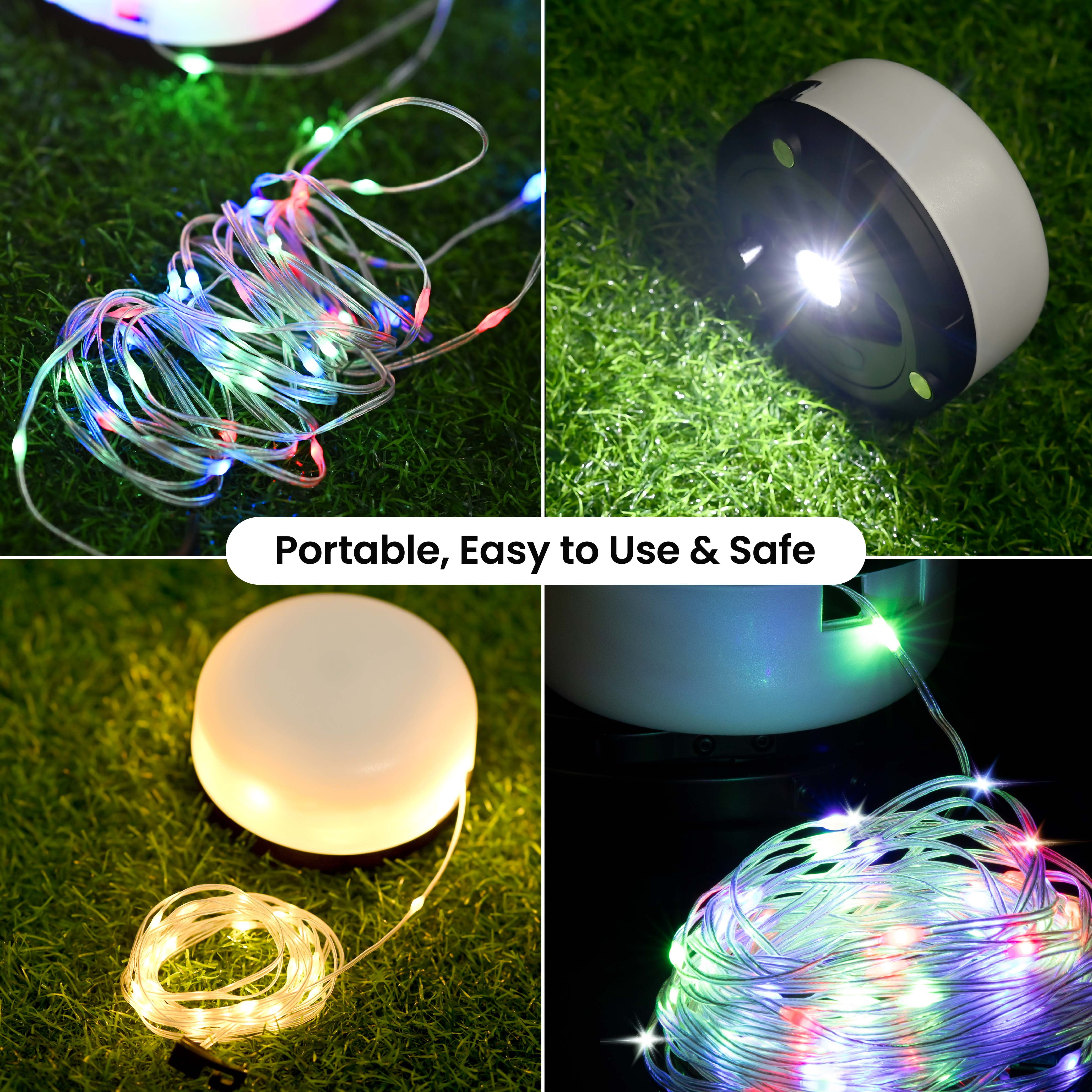 Bell + Howell 50 Ft Retractable Camping String Lights with Flash Light & Hanging Hook, 125 LEDs for Camping, Holidays, Portable String Lights Outdoor Waterproof IP65, USB-C Cable Included