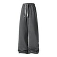 thumbnail image 2 of HAJWOH Pants for Mens Solid Color Loose Wide Leg Joggers Casual Drawstring Elastic Waist Relaxed Lounge Pants, 2 of 4