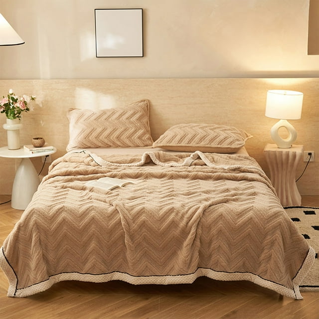 Linnome 47x78 Inch Jacquard Weave Blanket, 3-Layer Multifunctional Reversible Throw for Bed, Sofa, and Nap Use