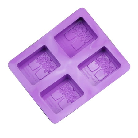 

PWFE Purple 4-Grids Square Silicone Mold for Soap Cake Muffin Brownie(Purple)