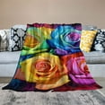 thumbnail image 2 of ONETECH  Rose Flower Rainbow Blanket Colorful Print Comfort Soft Warm Throw Blanket for Sofa Chair Bed Office Travelling Camping Gift, 2 of 6