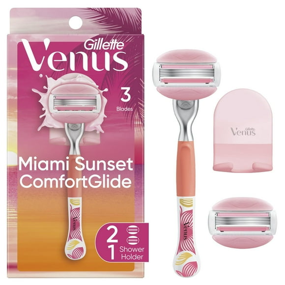 Rasoir Venus GlisseConfort Crépuscule à Miami, 1 rasoir pour femmes, 2 cartouches 1CT