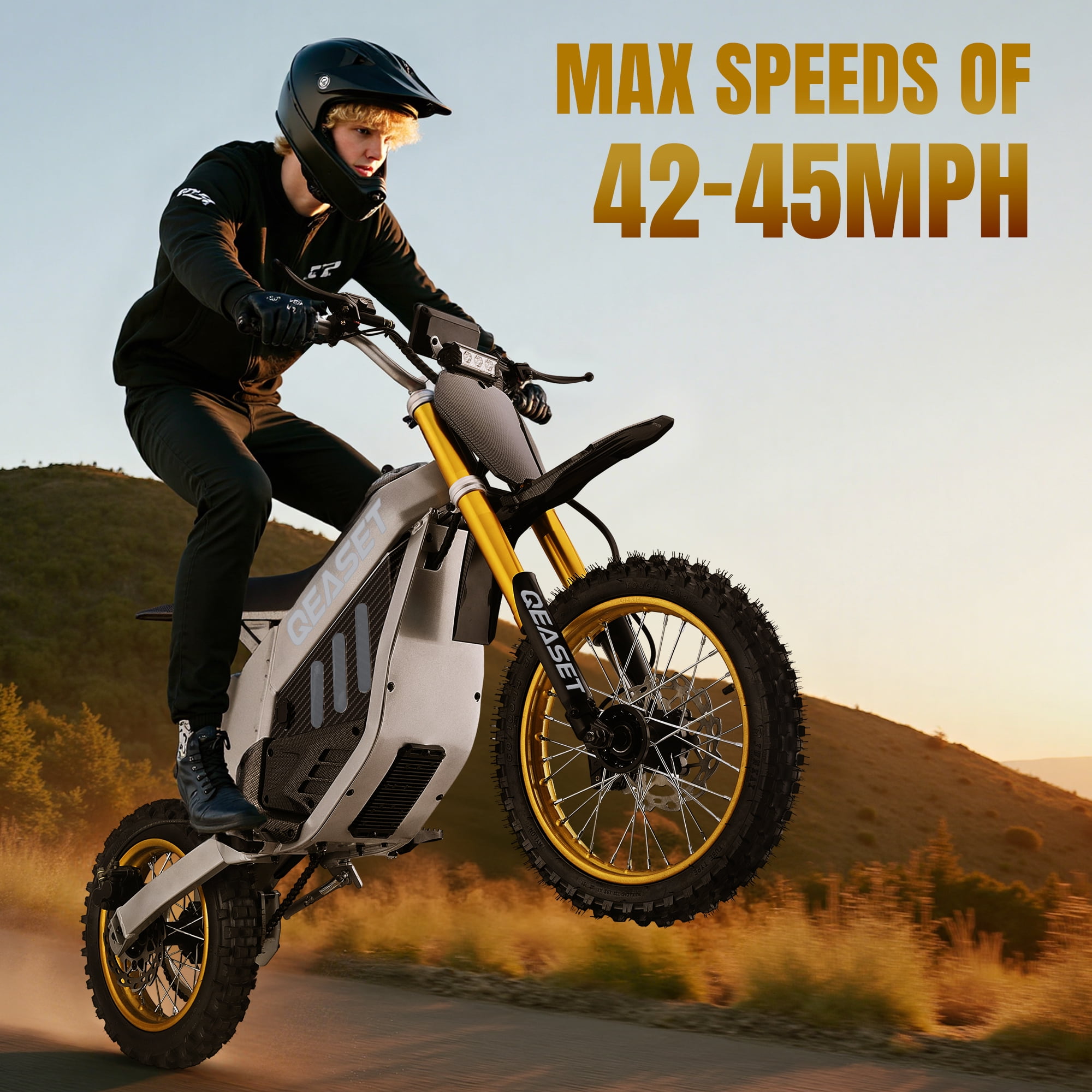 QEASET Electric Dirt Bike, 3000W (Peak Power) 48V, All Terrain Motorized Dirt Bikes, Cool Gifts, White