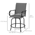 thumbnail image 2 of Set of 2 Outdoor Bar Stools, 360° Swivel Counter Height Chairs with Breathable Mesh Fabric and Powder-Coated Steel Frame, Grey Patio Bistro Seating for Backyard or Deck, 2 of 7