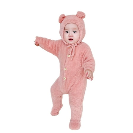 

Odeerbi Baby Infant Boys Girls Clothes Baby Jumpsuit Romper Thin Cotton Jumpsuit Warm 2024 Long Sleeve Cotton Boneless Velvet Cute Clothes Pink 9-18 Months