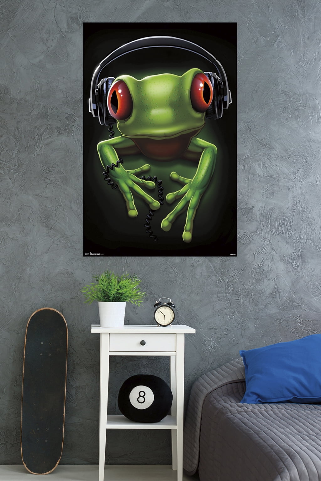 Frog - Headphones Wall Poster, 22.375" x 34"