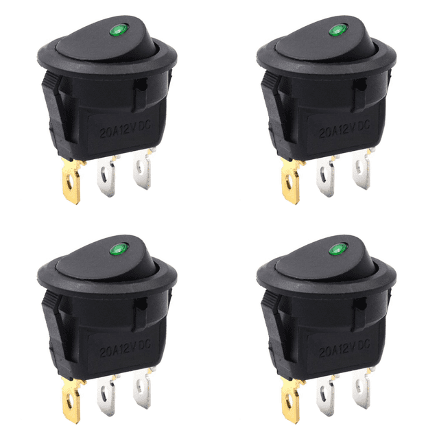 3 Modelos LED DIY Interruptor Basculante Interruptores Botón Encendido () Verde