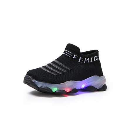 

BELLZELY Compression Socks for Women Clearance Children Baby Girls Boys Letter Mesh Led Luminous Socks Sport Run Casual Shoes