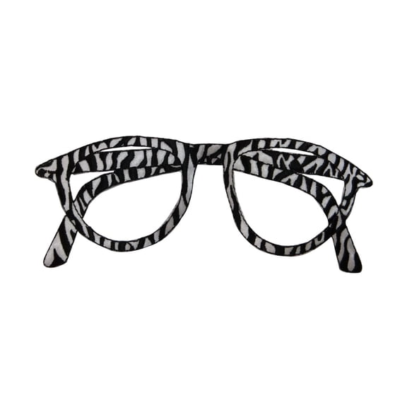 ID 7517 Zebra Print Eyeglasses Patch Frame Reading Embroidered Iron On Applique