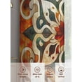 thumbnail image 7 of Burnt Orange Green Semi Sheer Curtains 63 Inch Length 2 Panels Set, Vintage Abstract Flowers Sheer Kitchen Curtain Privacy Voile Window Curtain for Living Room Bedroom Rod Pocket Drapes, 7 of 7