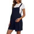 thumbnail image 2 of BRGZLK Women Maternity Overall Shorts Summer Solid Color Casual Loose Sleeveless with Adjustable Waist Soft Breathable Pregnant Jumpsuit Shorts Navy S, 2 of 7