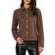 thumbnail image 1 of Chaqueta de ante sintético con cuello de solapa y bolsillos con solapa para mujer INSPIRE CHIC, tamaño 3XL, color café, 1 of 7