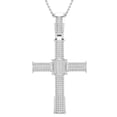 thumbnail image 1 of Dazzlingrock Collection Round White Diamond Mens Hip Hop Religious Cross Pendant with 18 Inch Chain for Women (1.00 ctw, Color I-J, Clarity I1-I2) in 18K White Gold, 1 of 6