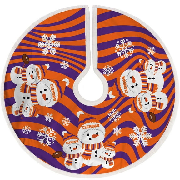 Clemson Tigers Snowman Sherpa Christmas Tree Skirt