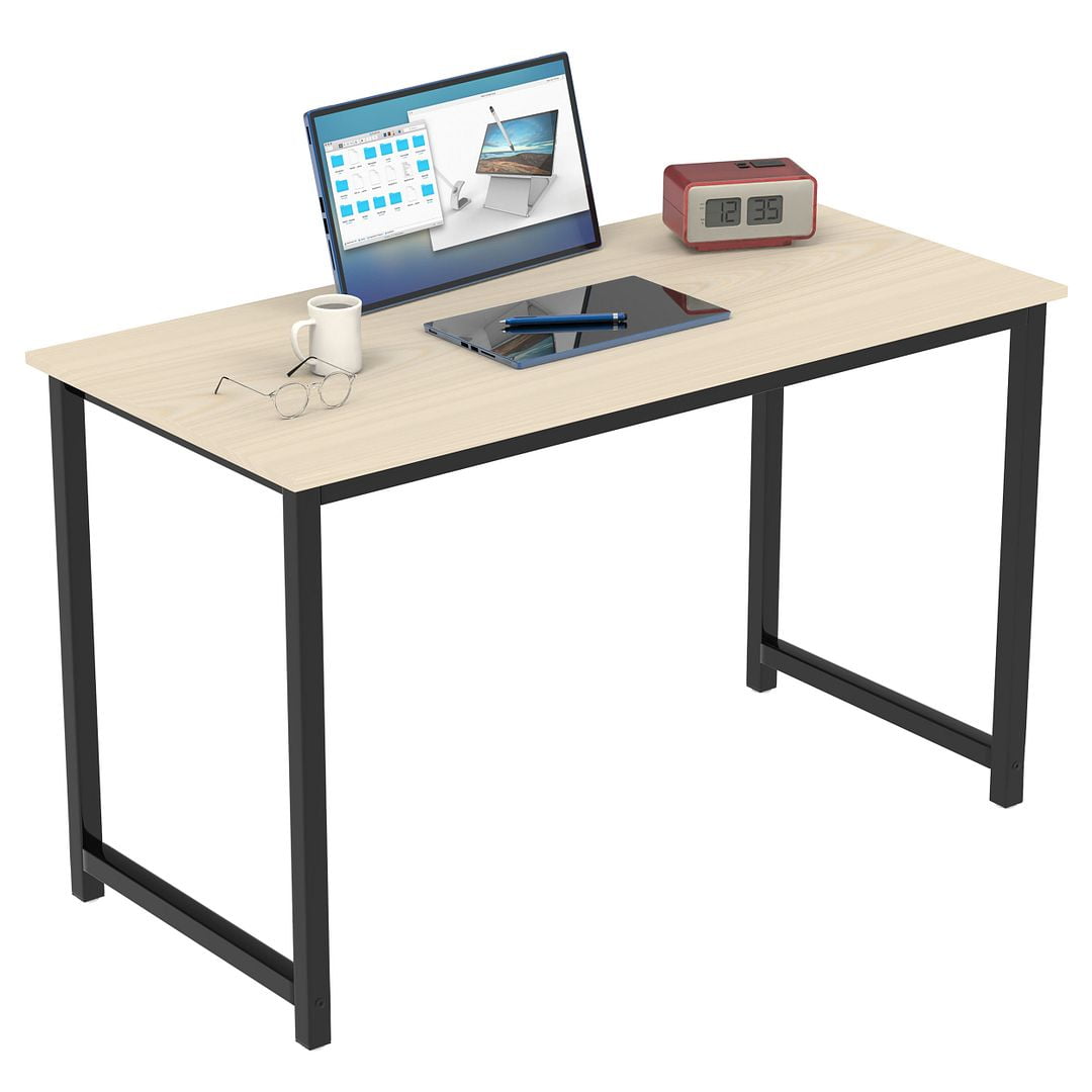Halter 47" Extra Long Walnut Computer Desk with Black Frame, All Ages, 29" Assembled Height