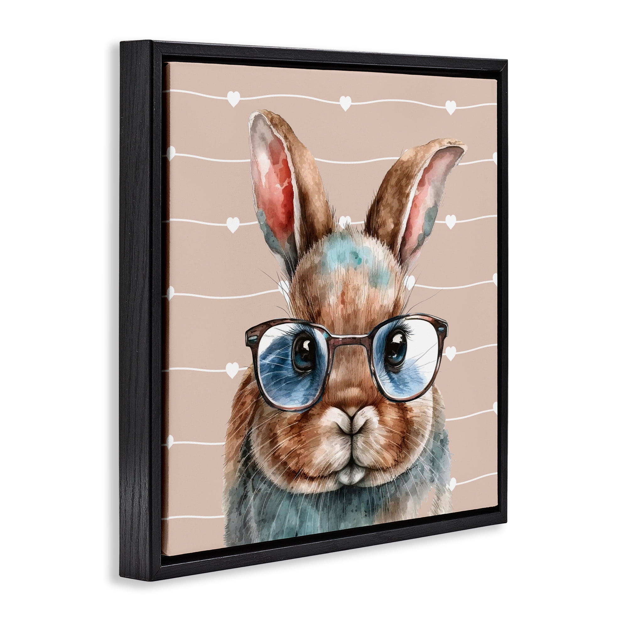 Stupell Industries Buster Rabbit with Specs Black Framed Floater Canvas Wall Art, design by Yvonne Coleman Burney