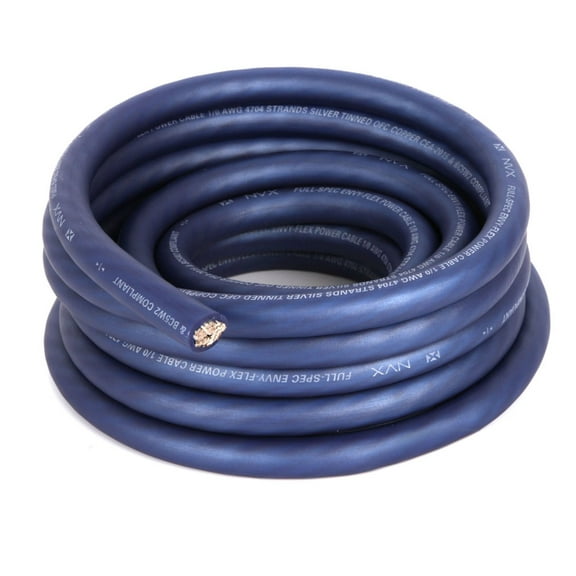 NVX XW0BL20 20 ft. of EnvyFlex Metallic Powder Blue True Spec 1/0-Gauge Power/Ground Wire Cable