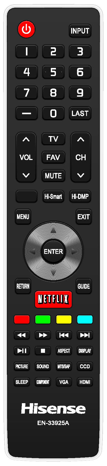 HISENSE EN33925A TV Remote Control for Hisense 55K23DGW 40K366WUS