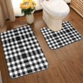 thumbnail image 2 of Yiaed White And Black Plaid Print Bathroom Mat Set 2 Pieces Mat Anti-Skid Pad Ultra Soft and Absorbent Bathroom Bath Mat Contour Bath Rugs for Toilet Base, 2 of 6
