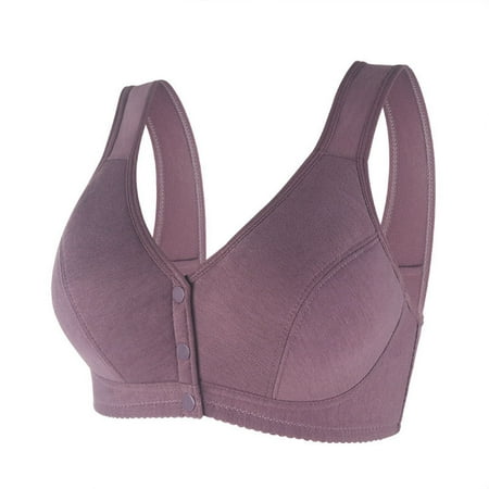 DondPO Bras for Women New Women s Smooth Front Buckle Thin Soft Cotton Large Size Bra No Soft and Skin Friendly Comfortable Everyday Bras No Wire Bras for Women Gray 36 Clearance