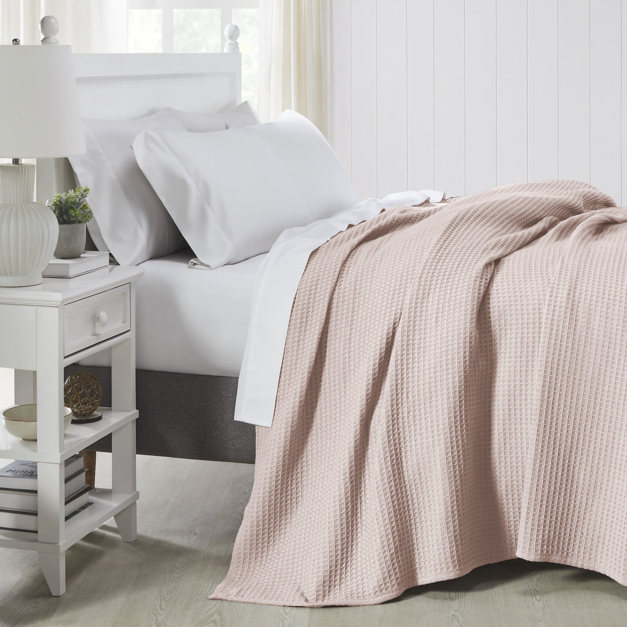Modern Threads Thermal Waffle Weave Blush Cotton Bed Blanket, King