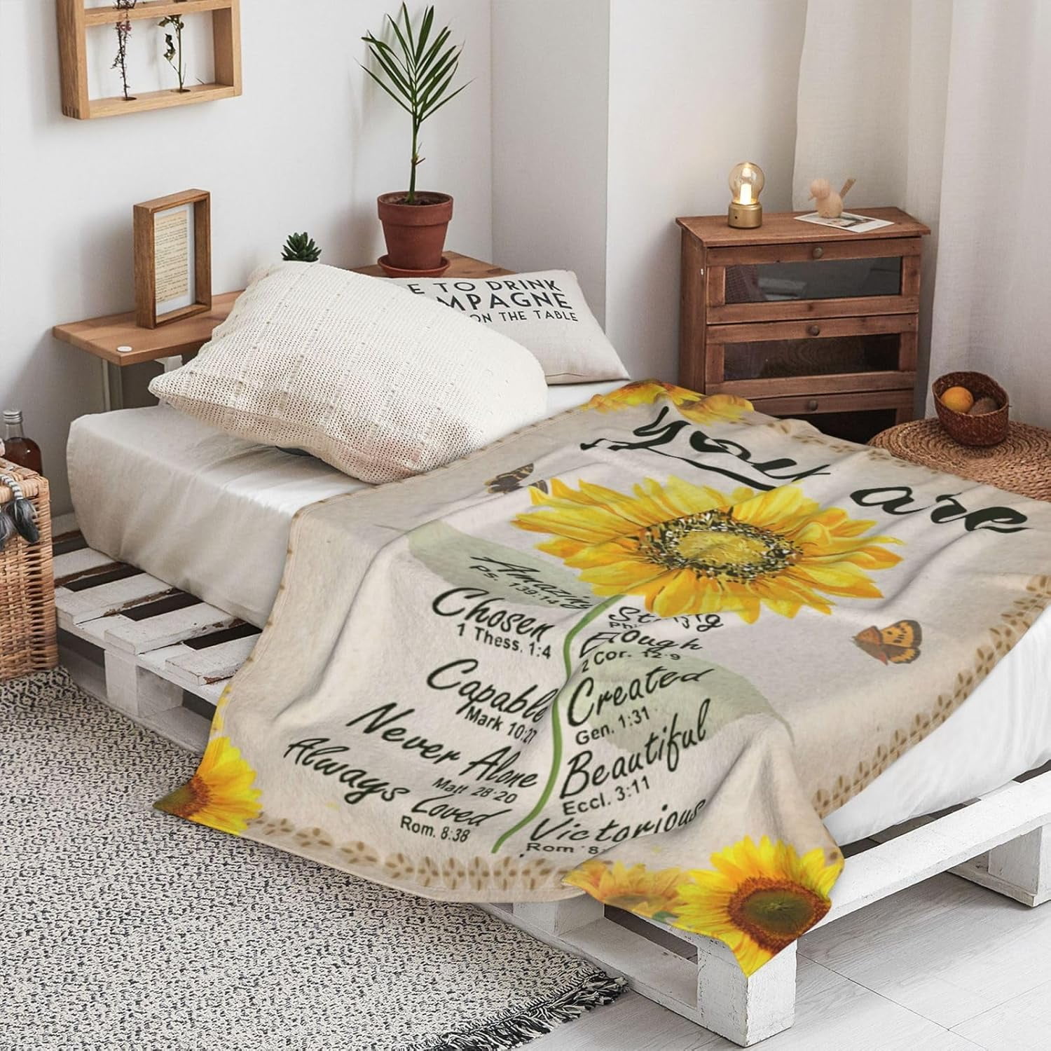 Christian Blanket Birthday Gifts for Women Men, Inspirational Scripture Throw Blanket with Bible Verse Religious Gifts (Navy, 60x80 inch, Navy Letter)