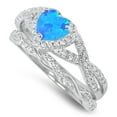 thumbnail image 3 of LaRaso & Co 1 Carat Created Blue Opal Birthstone Wedding Engagement Ring Set 925 Silver Size 6, 3 of 5