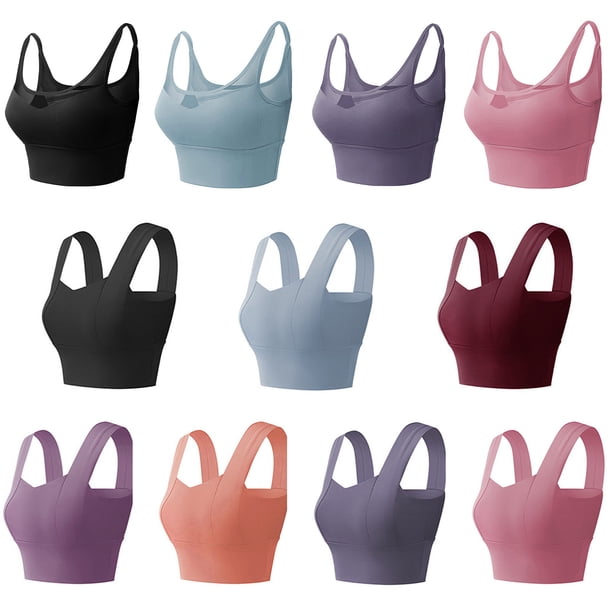 Sujetador deportivo de mujer Push-up a prueba de golpes acolchado Crop Tops empalme Tank-Top