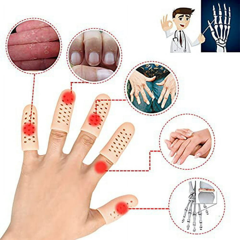 Gel Finger Cots, Finger Protector Support (14 PCS, Breathable NEW  MATERIAL), Finger Sleeves Great for Trigger Finger, Hand Eczema, Finger  Cracking, Finger Arthritis and More. 