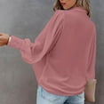 thumbnail image 6 of Dyfzdhu Blouses For Women Button Down Lantern Sleeve Pleated Solid Color Loose Fit Shirt Lapel Long Sleeve Tops Plus Size, 6 of 8