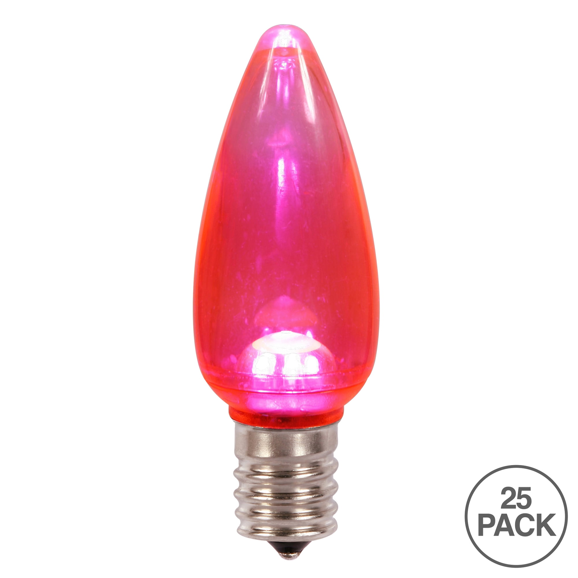 Vickerman C9 Twinkle Transparent Plastic LED Pink Dimmable Bulb, E17 Nickel Base, 25 per bag
