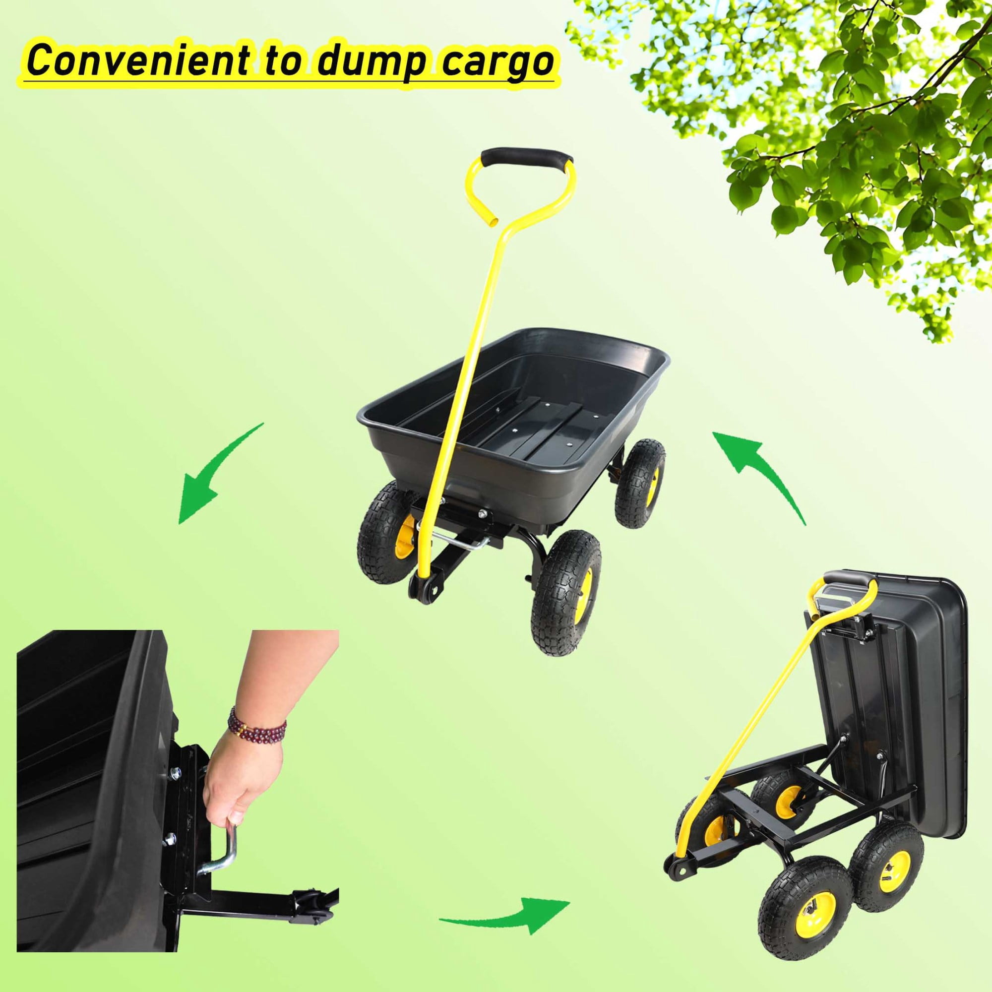 Leumius Garden Dump Cart,Folding Garden Dump Truck with Steel Srame,300lb Capacity,39.37x18.90 in,Black