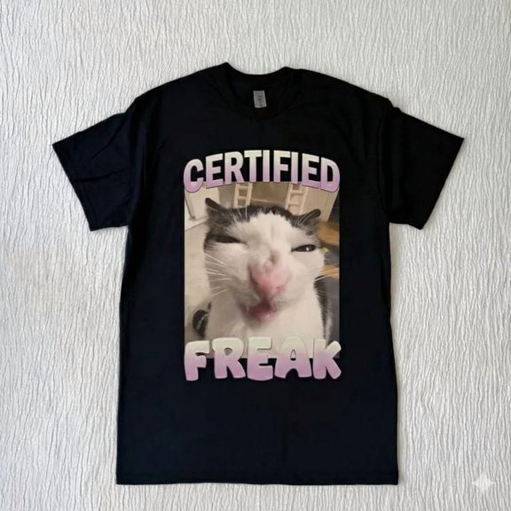 Funny Certified Freak Cat Meme Graphic Shirt, Vintage Funny Cat T-Shirt, Retro Washed Distressed Tee, Cat Lovers Gift, Funny Teenager Gift