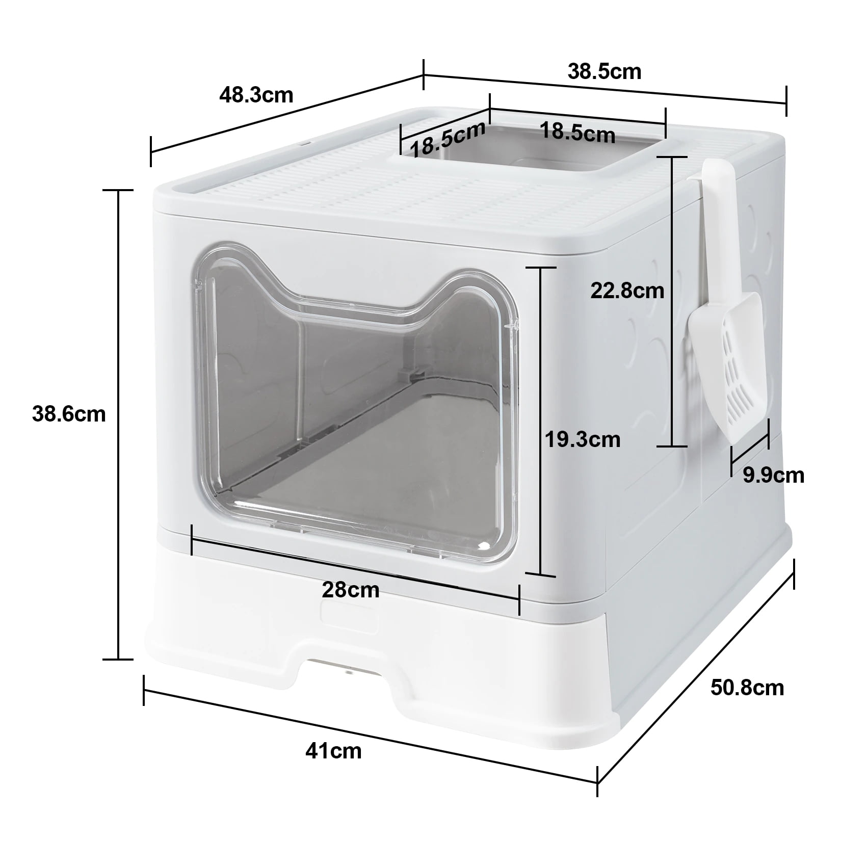 XXL Large Folding and Portable Cat Litter Box with Lid, Enclosed Cat Potty, Top Entry Anti-Splashing Cat Toilet, Easy to Clean Including Cat Litter Scoop