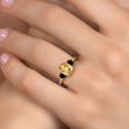thumbnail image 4 of Gem Stone King 18K Yellow Gold Plated Silver Yellow Citrine and Black Diamond Engagement Ring for Women | 2.19 Cttw | Oval Checkerboard 9X7MM | Gemstone November Birthstone | Size 8, 4 of 6