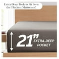 thumbnail image 2 of Deep Pocket Split King Sheet Set with 21" Deep King Fitted Sheet, King Size Pillow Cases Set of 2 | Hotel Luxury Quality | Fade Resistant Microfiber Sheets | Dark Taupe, 2 of 9