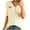 Beige-04, variant on Mittory Henley Shirts for Women Short Sleeve Button Up V Neck Slim Fitted Sweaters Ribbed Knit Fall Tops