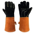 thumbnail image 1 of Leather Welding Protection Gloves Heavy Duty Black Welding Gauntlets Welders Cowhide Gloves, 1 of 5