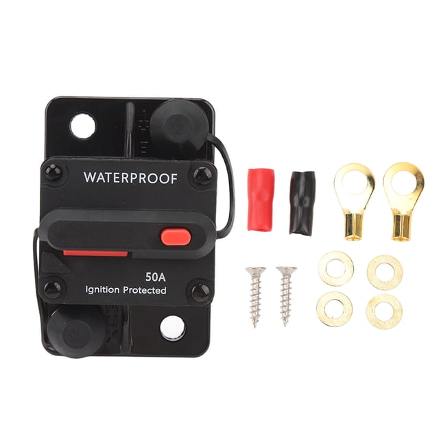 12V Breaker, Car Audio Circuit Breaker Manual Reset, Protecting Stereo System, High Current Overload, DC Sound Amplification, Plastic Casing, Easy