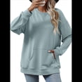thumbnail image 2 of Sudadera de Larga para Mujer, Informal, con Cuello Redondo, , Ligera y con Bolsillo. Gris Azul S, 2 of 10