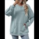 thumbnail image 2 of Sudadera de Larga para Mujer, Informal, con Cuello Redondo, , Ligera y con Bolsillo. Gris Azul S, 2 of 10