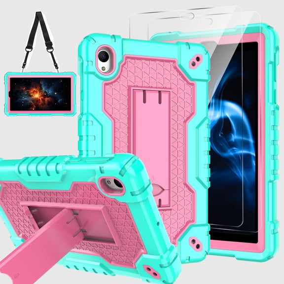 FIEWESEY Case for Onn 8 inch Gen 4 Tablet Case (2024 Model) 100135923 Heavy Duty Built in Stand Hard Back Shell Protective Case with Screen Protector for Onn 8 inch Gen 4 Tablet (Green/Pink/2 PCS)