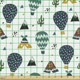 thumbnail image 2 of Ambesonne Travel Fabric by the Yard Upholstery, Hot Air Balloons Zigzags, 2 Yards, White Multicolor, 2 of 5