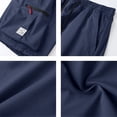 thumbnail image 6 of Mens Side Zipper Cargo Pockets Casual Shorts Elastic Waist Drawstring Lightweight Pants Relaxed Fit Knee Length Outdoor Hiking Travel Daily Bottoms , #03 Navy, M, 6 of 7