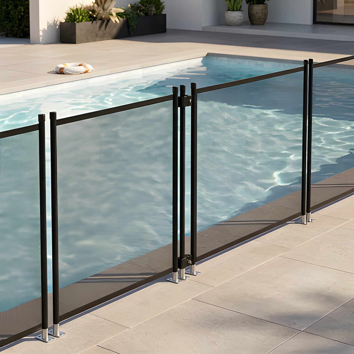 Pool Fence, 4 x 12 FT Pool Fences for Inground Pools, Removable Child Safety Pool Fencing, Easy DIY Installation Swimming Pool Fence, 340gms Teslin PVC Pool Fence Mesh Protects Kids and Pets