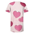 thumbnail image 3 of asdoklhq Women's Heart Print Valentine's Day Tees Women's Valentine's Day Printed Short Sleeved with V-neck Button Pleats Multicolor S, 3 of 4